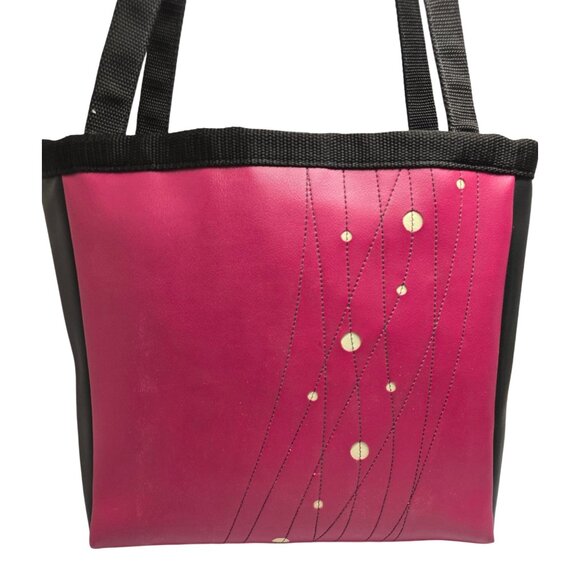 Holly Aiken Pink & Black Tote Bag With Dotted Line fairycore academia coquette - Picture 2 of 5